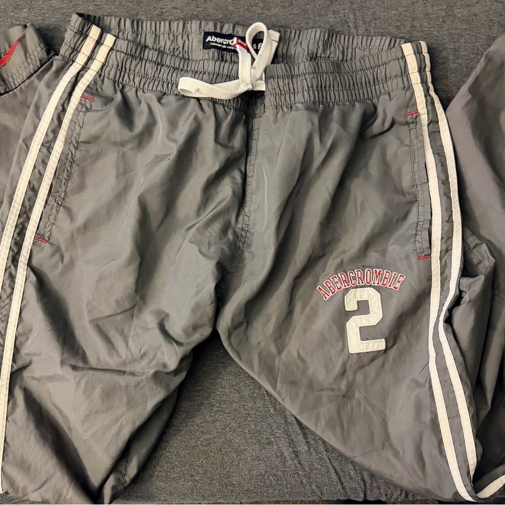 Abercrombie & Fitch Gray Track Pants with Red Lining